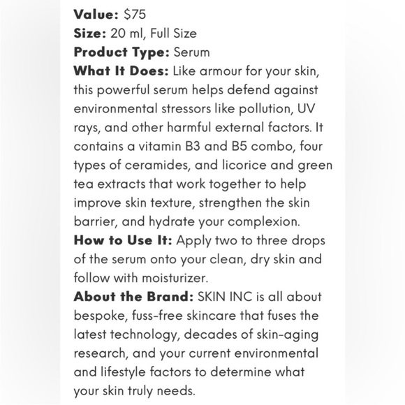 🔴 SKIN INC My Daily Dose of Armor Serum - Calm, Soothe & Balance - Picture 2 of 12